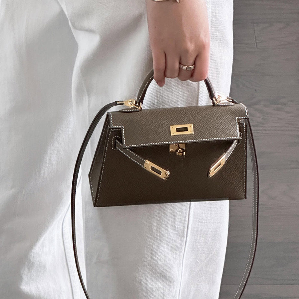 Taupe Inspired Mini Kelly for Women | Classic Designer Bag