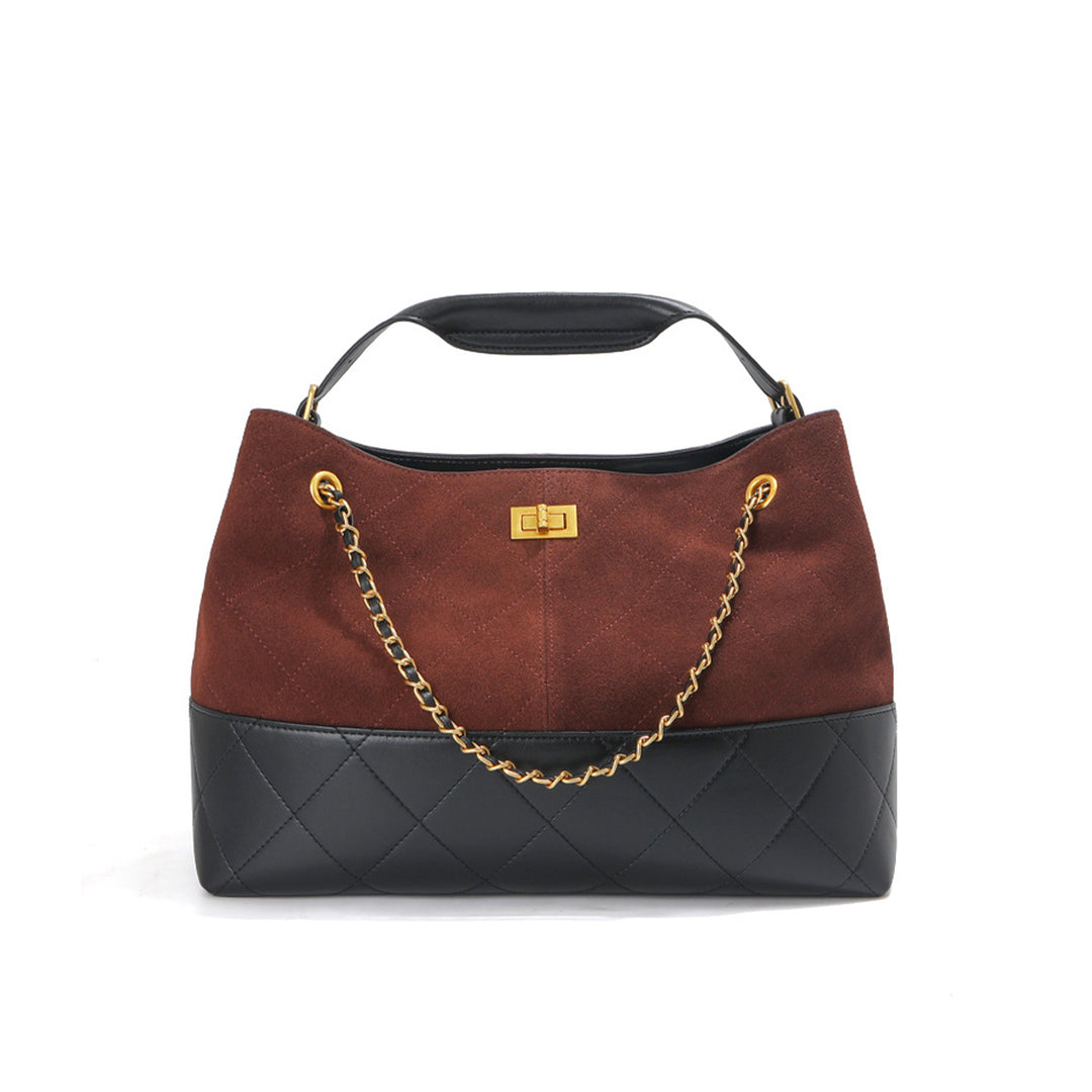 Suede Leather Quilted Chain Shoulder Bag