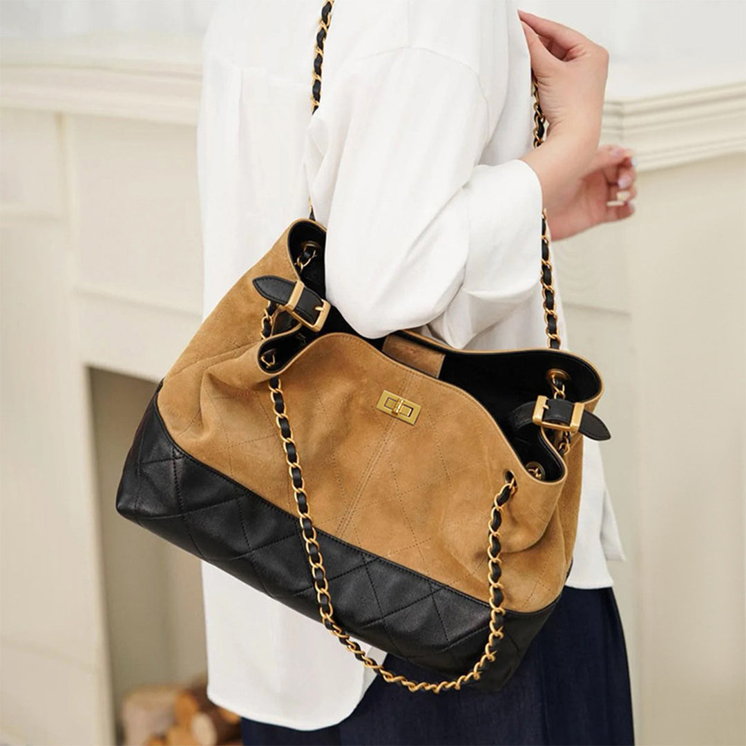 Suede Leather Quilted Chain Shoulder Bag