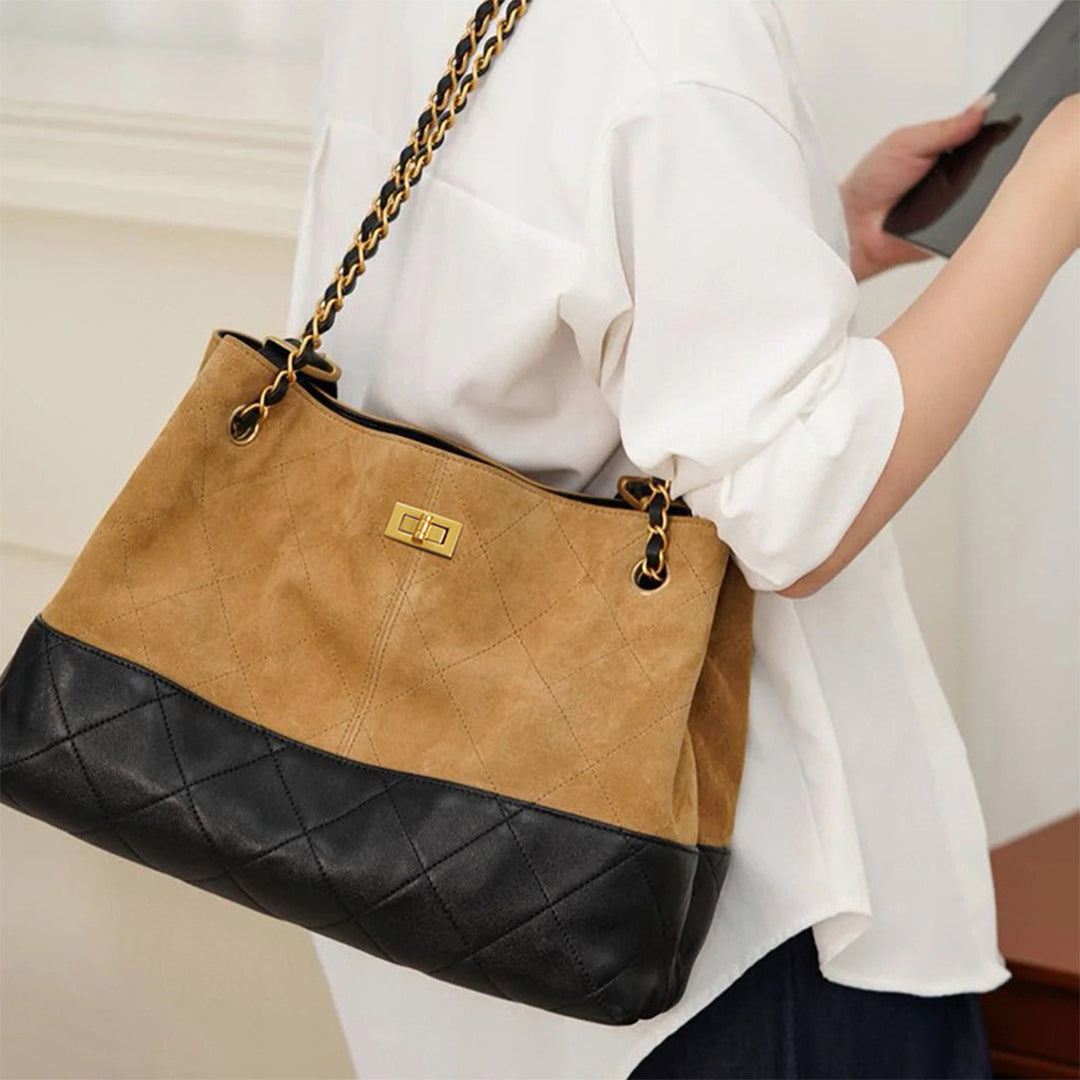 Suede Leather Quilted Chain Shoulder Bag