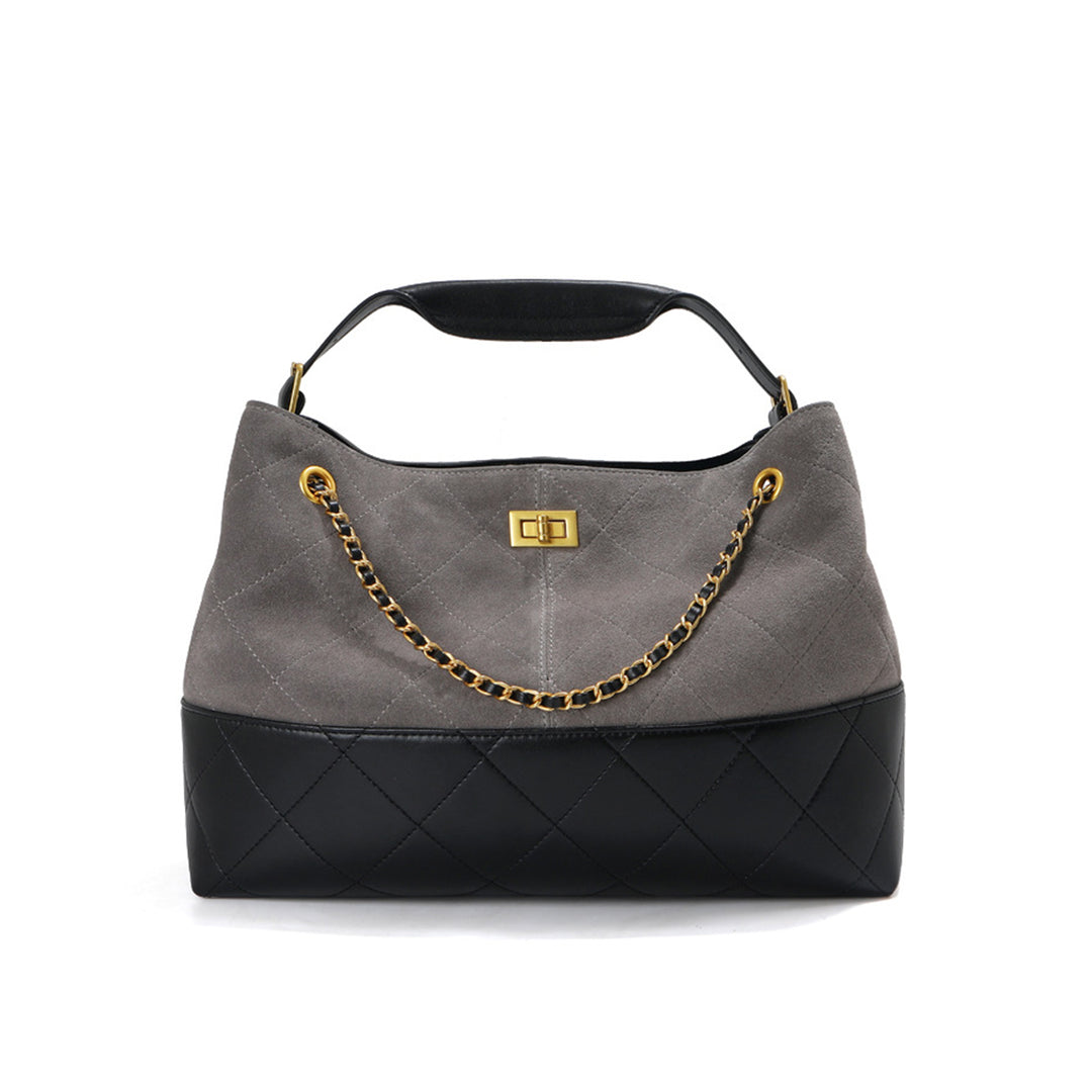 Suede Leather Quilted Chain Shoulder Bag