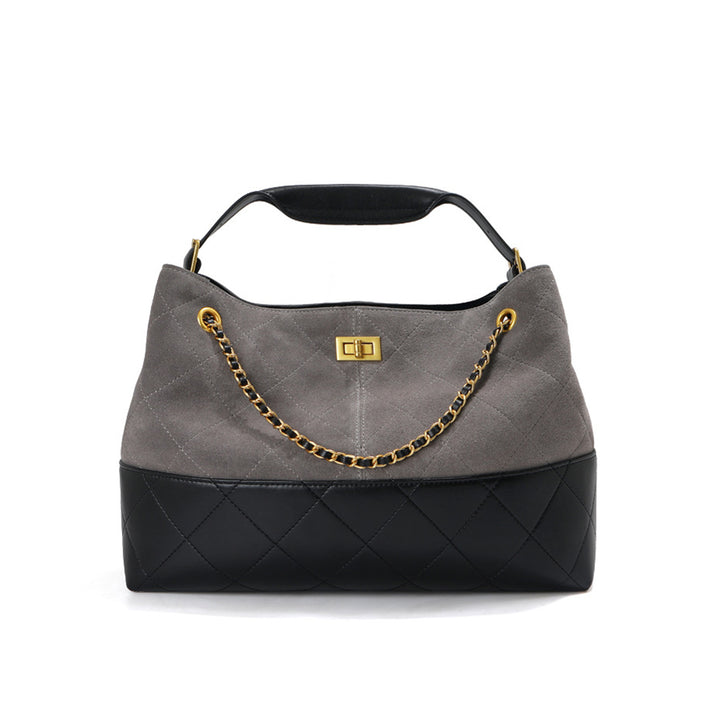 Suede Leather Quilted Chain Shoulder Bag