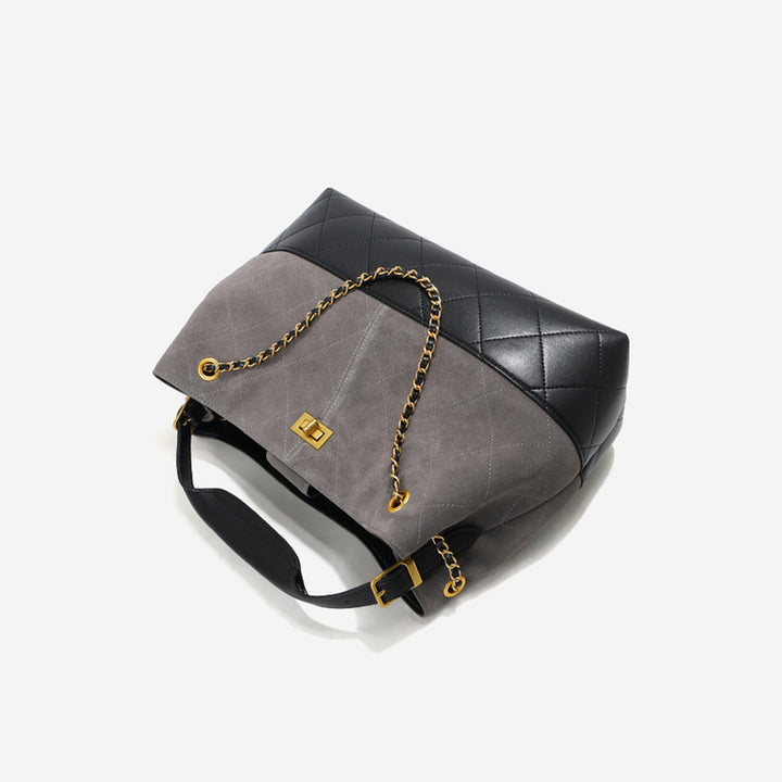 Suede Leather Quilted Chain Shoulder Bag