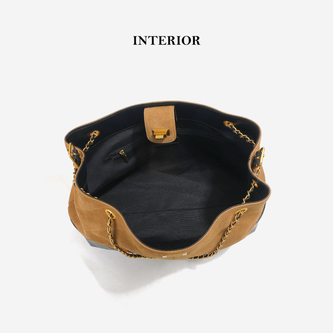 Suede Leather Quilted Chain Shoulder Bag