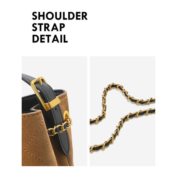 Suede Leather Quilted Chain Shoulder Bag
