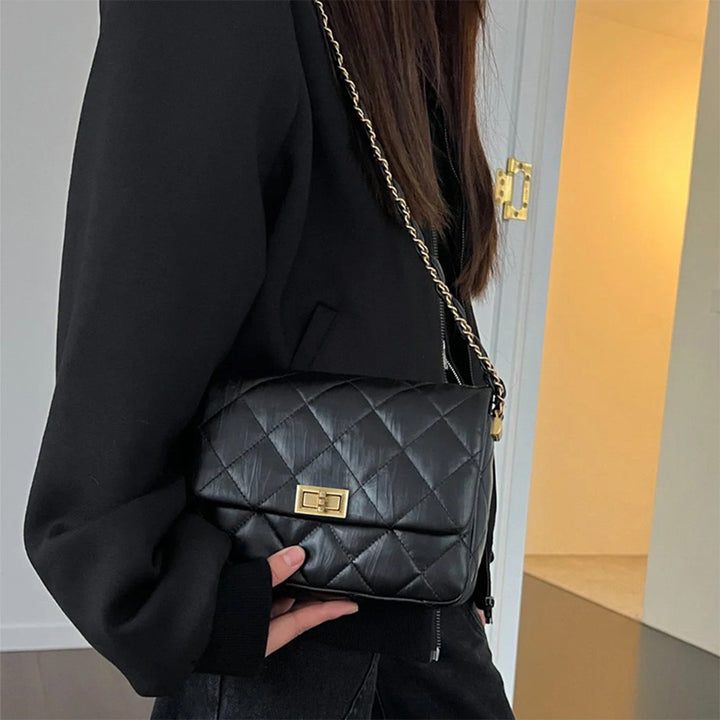 Top Grain Leather Chic Quilted Flap Bag