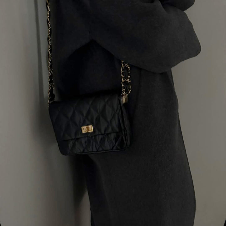 Top Grain Leather Chic Quilted Flap Bag