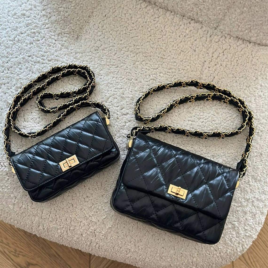 Top Grain Leather Chic Quilted Flap Bag