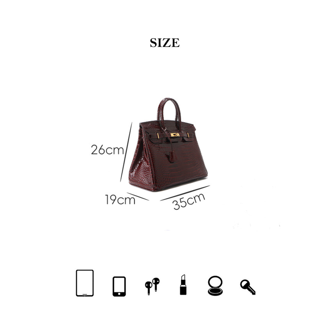 Large leather tote bag size 35 cm
