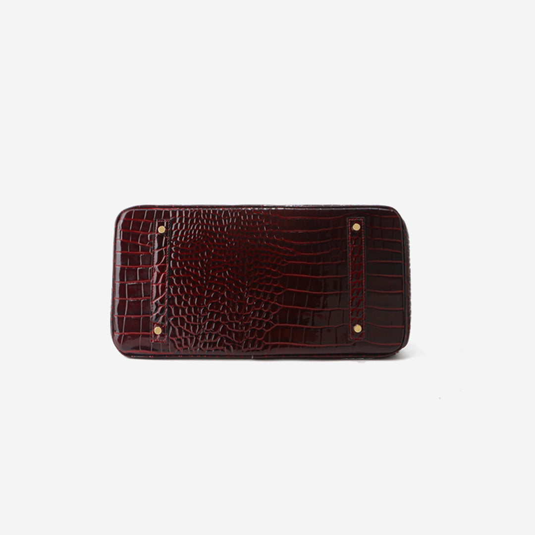 Crocodile Embossed Leather Rouge Birk Handbag