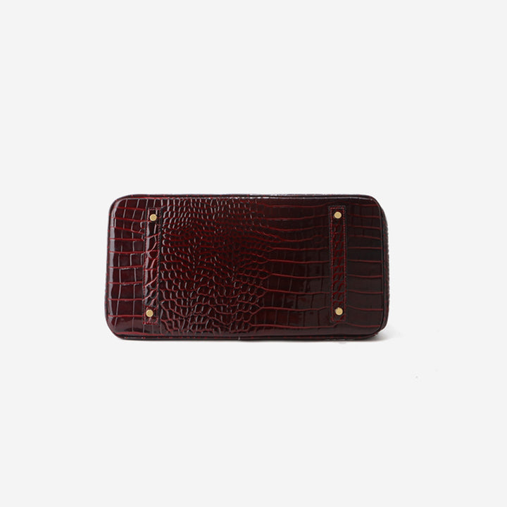 Crocodile Embossed Leather Rouge Birk Handbag