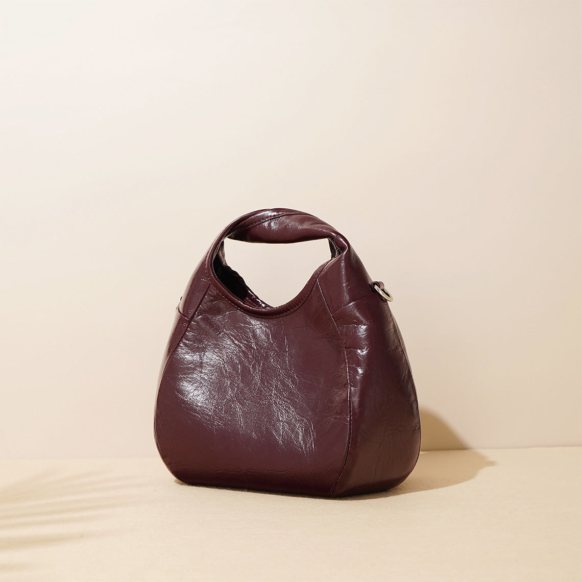 Top Grain Leather Twist Handle Handbag