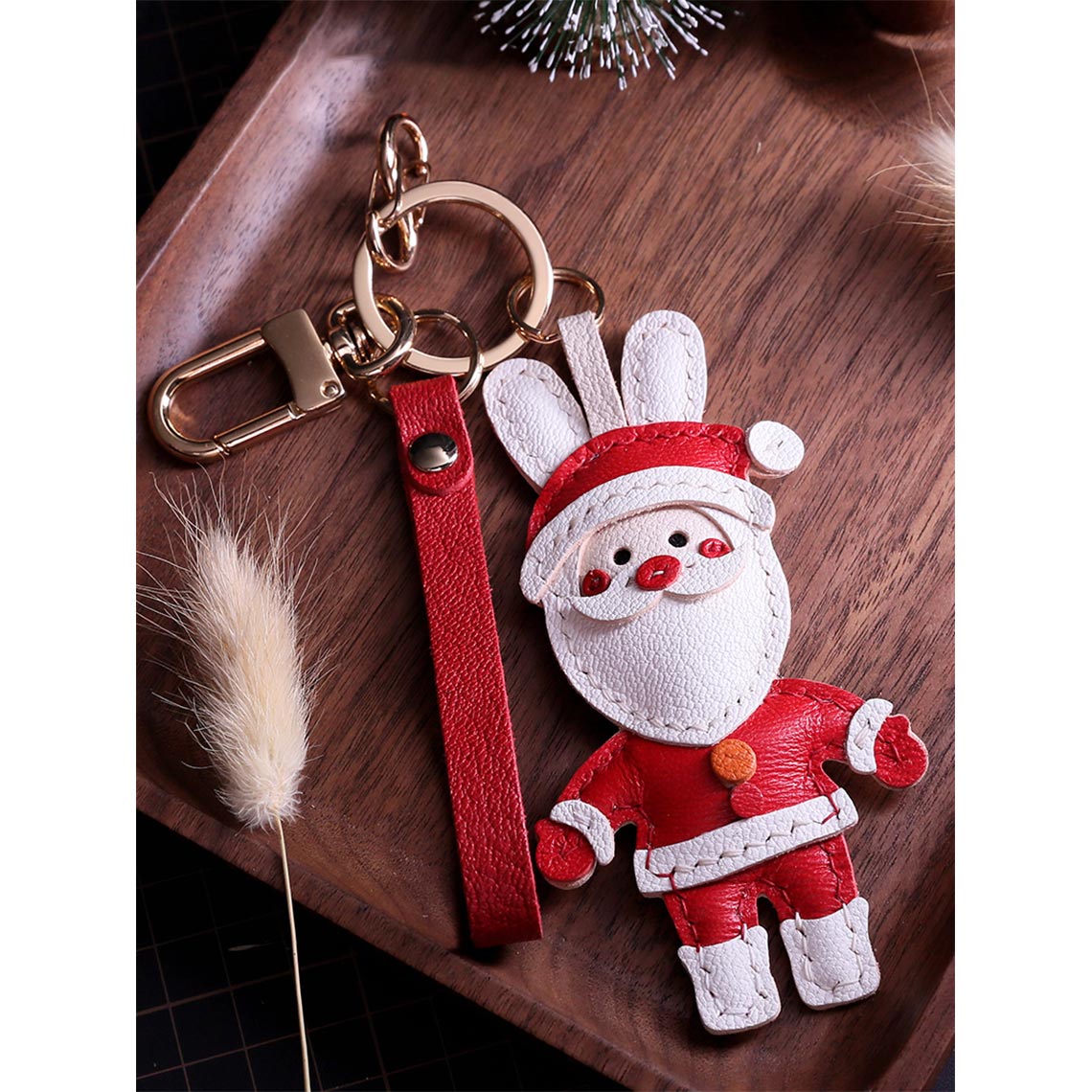 POPSEWING® Sheep Leather Christmas Santa Keychain DIY Kits