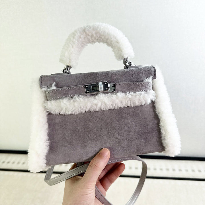 Grey Leather Mini Kelly Handbag Inspired Designer Bags