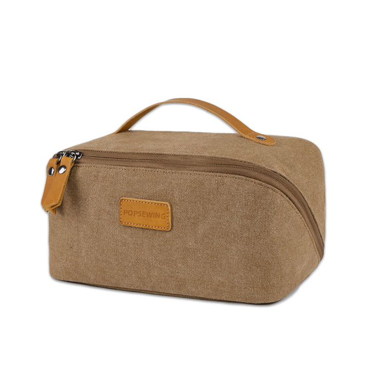 Canvas Leather Travel Toiletry Bag Makeup Bag