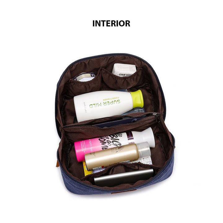 Canvas Leather Travel Toiletry Bag Makeup Bag
