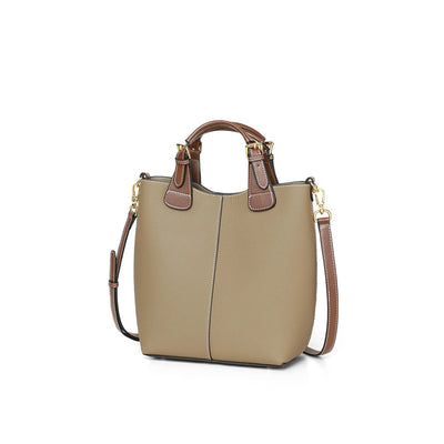 Top Grain Leather Top Handle Bucket Bag