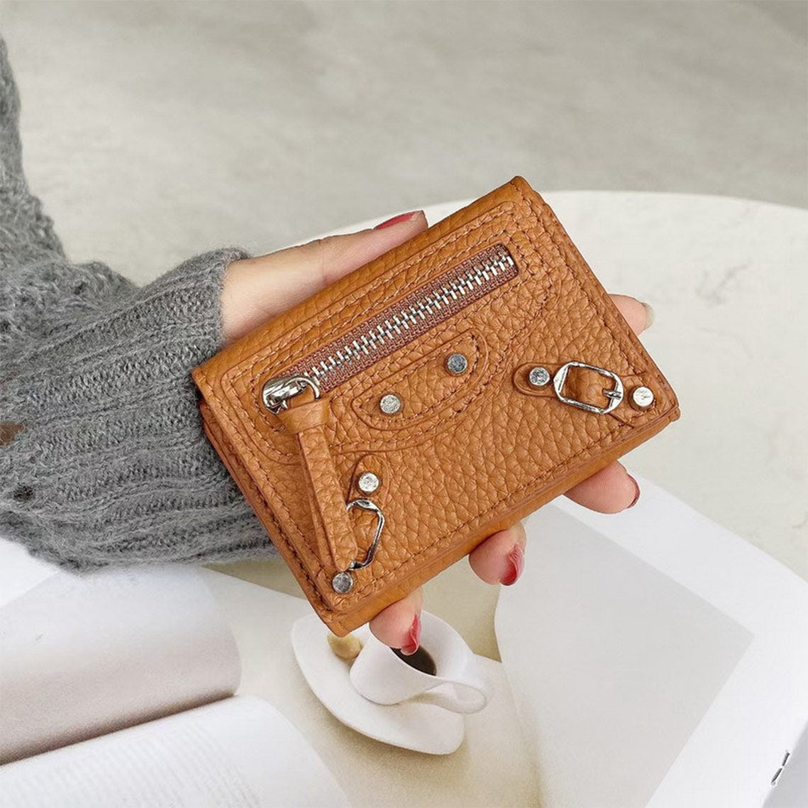 Top Grain Leather Trifold Wallet for Women