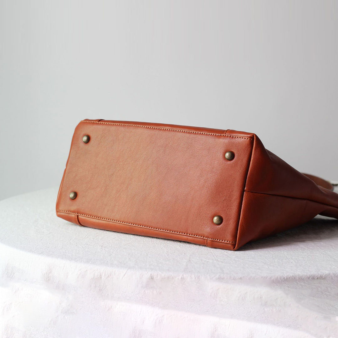 Vegetable Tanned Leather Classic Women Tote Bag