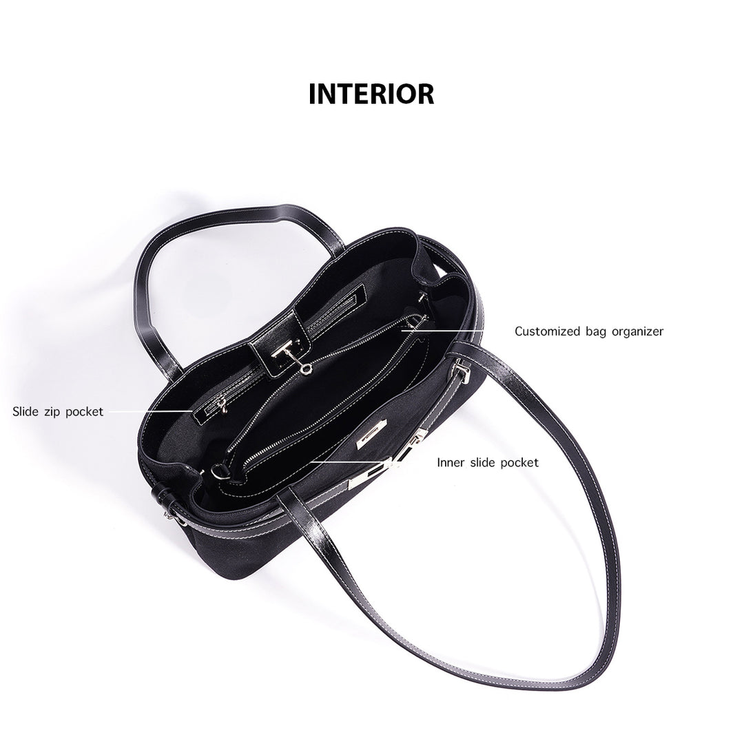 Vegetable Tanned Leather Linen Shoulder Bag