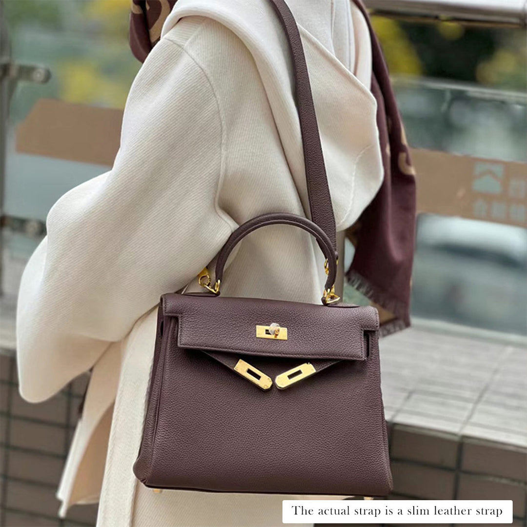 Top Grain Leather Inspired Kelly Bag