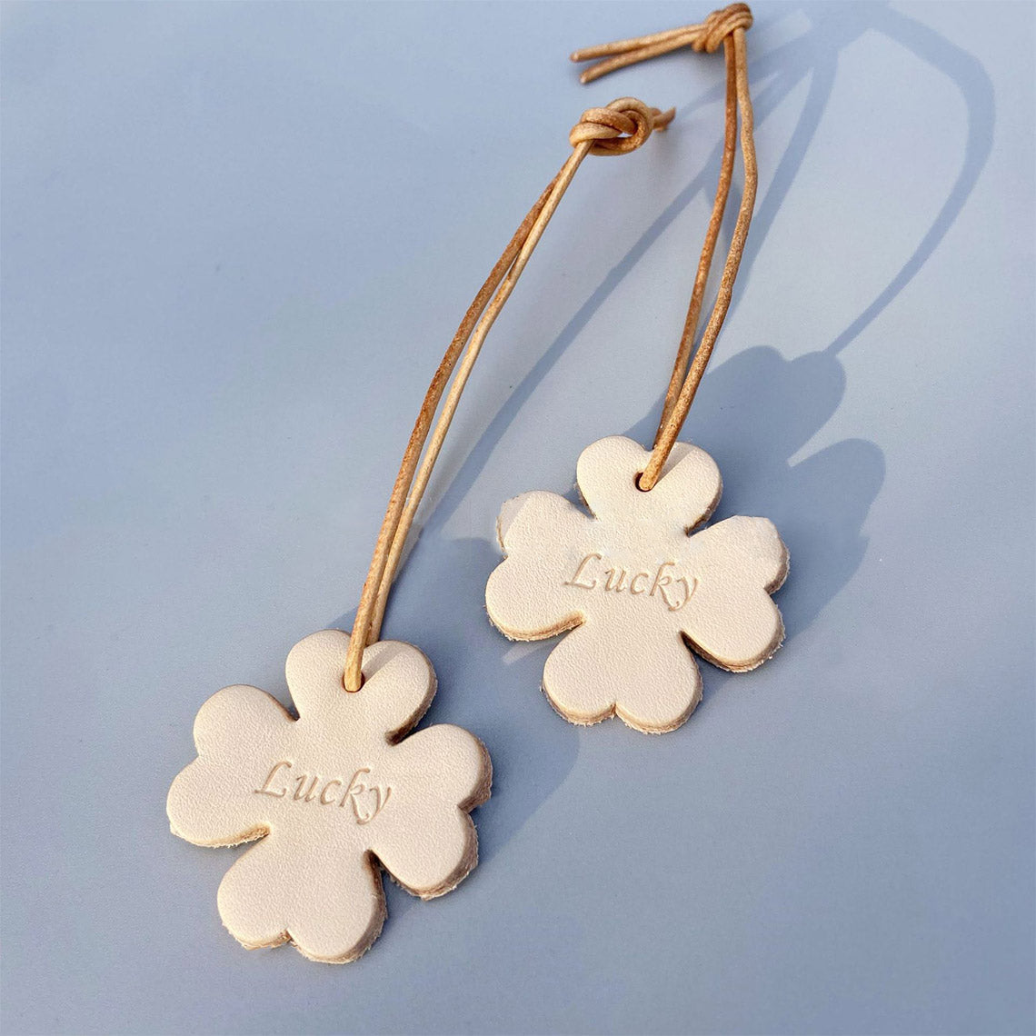 Vegetable Tanned Leather Lucky Clover Charm