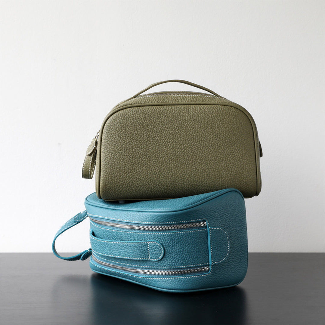 Top Grain Leather Luxury Cosmetic Toiletry Kit Bag