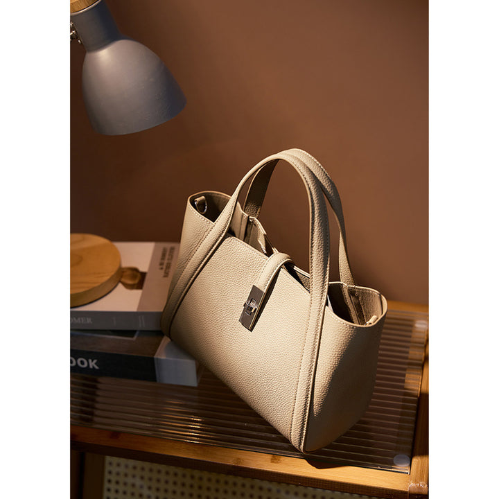 Top Grain Leather Small Bucket Handbag