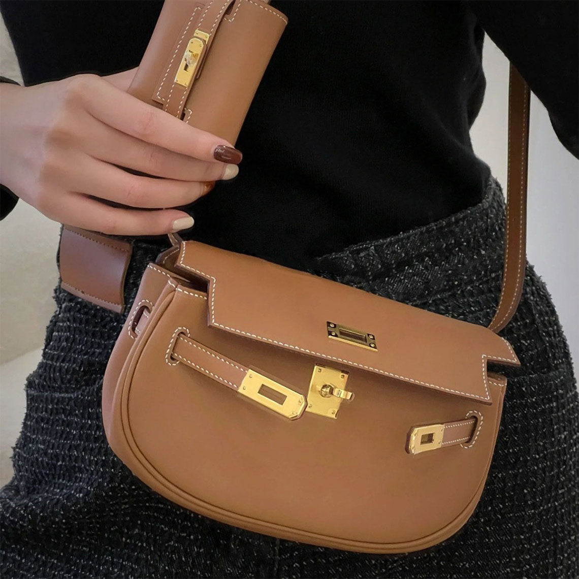 Top Grain Leather New Kelly Saddle Bag