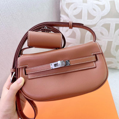 Inspired Designer Saddle Bag | Brown Leather Saddle Bag for Women