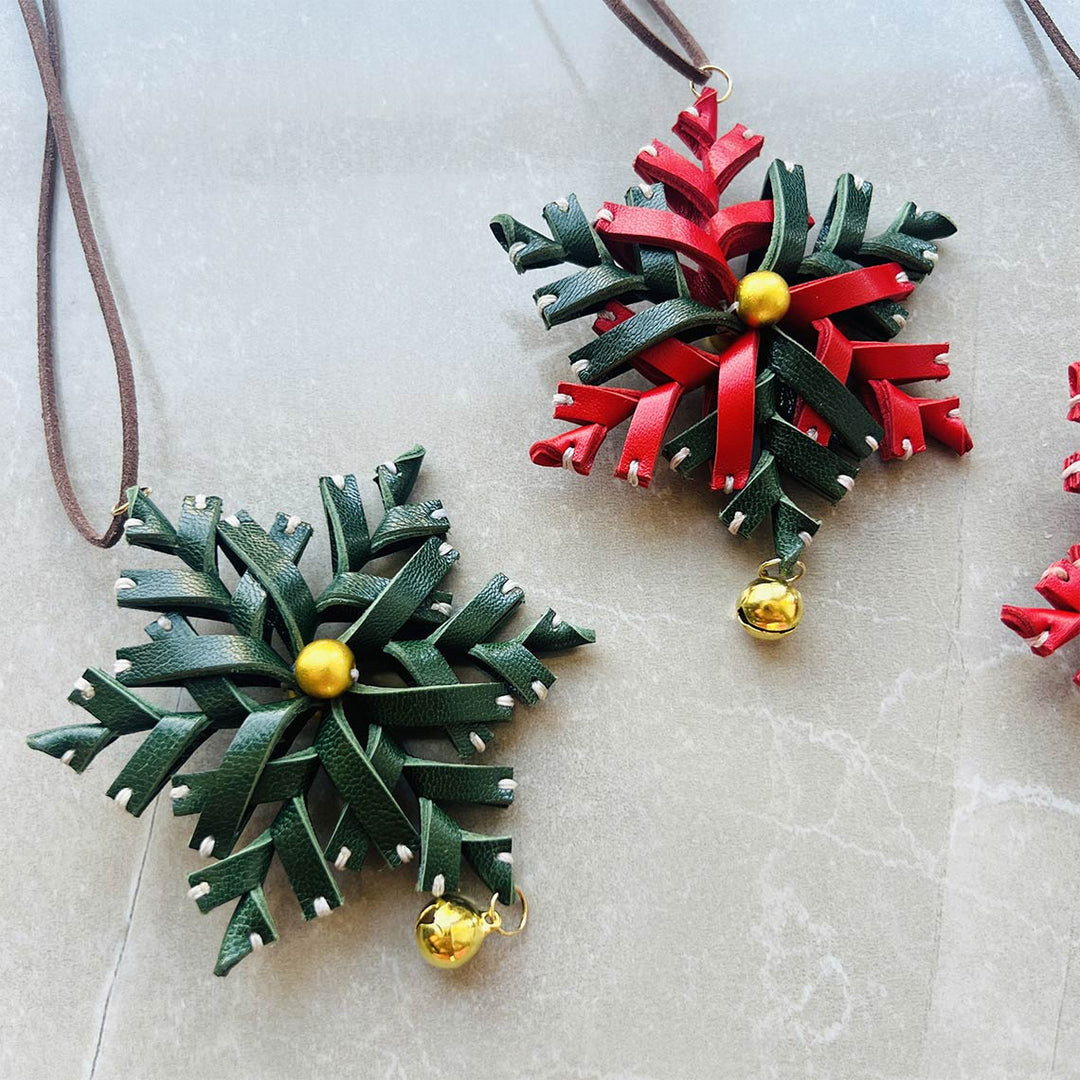 Christmas snowflake leather bag charm | Cheap Christmas gifts