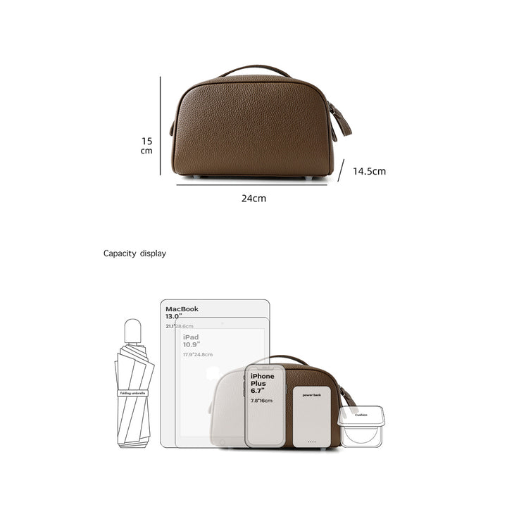 Top Grain Leather Luxury Cosmetic Toiletry Kit Bag