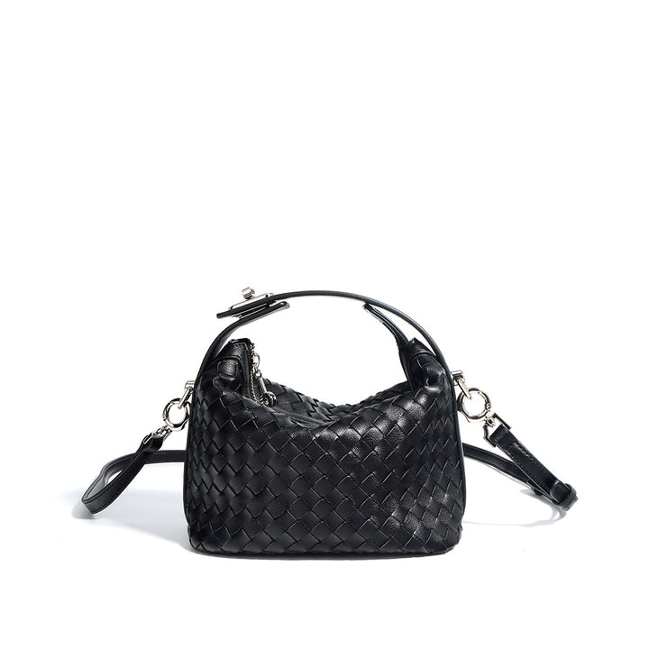 Leather Woven Mini Hobo Bag