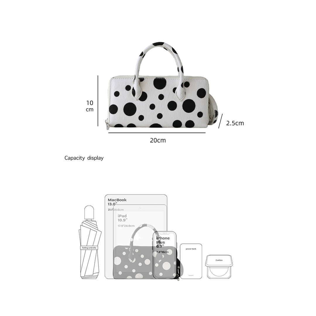Fur Leather Polka Dot Small Clutch Handbag