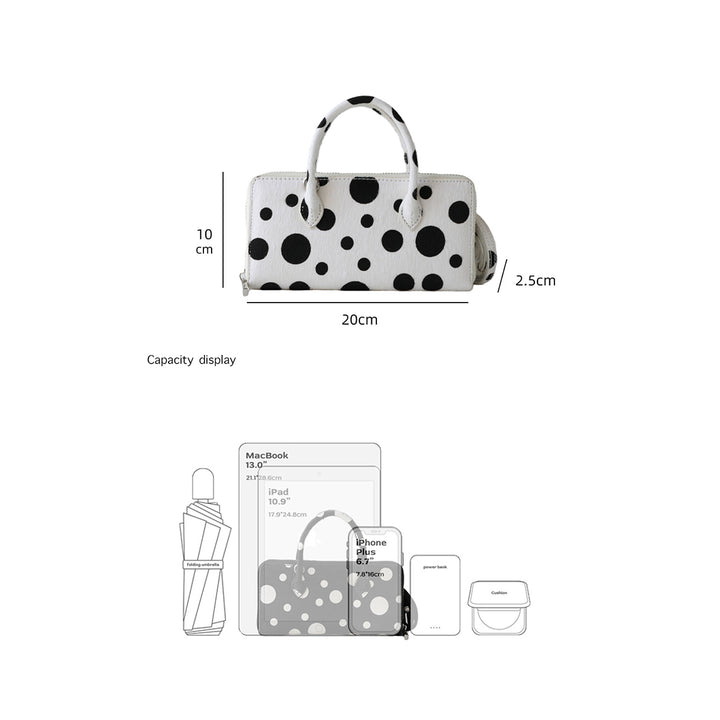 Fur Leather Polka Dot Small Clutch Handbag