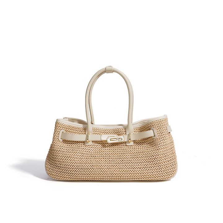 Leather Straw Women Handbag