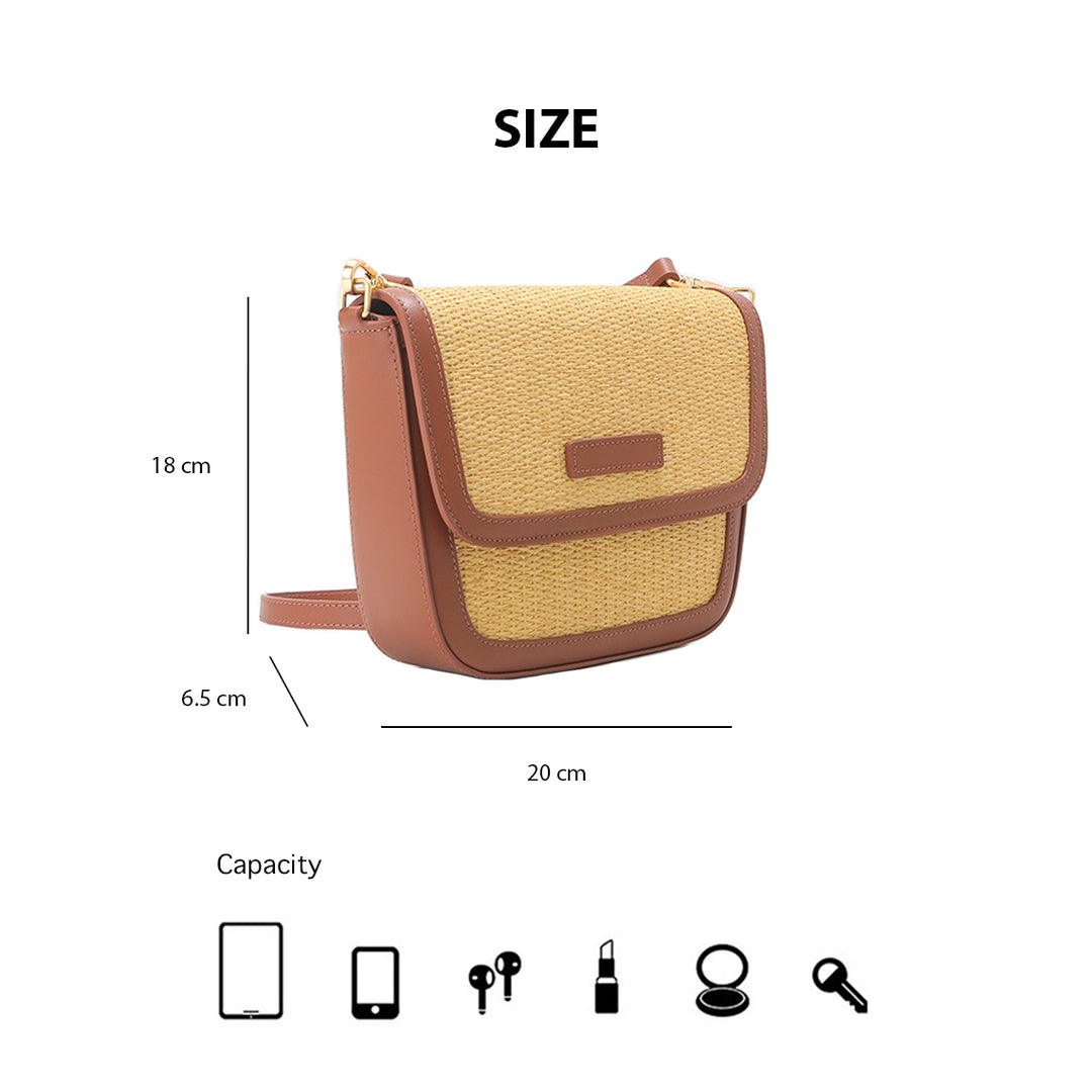 Leather Straw Women Saddle Bag