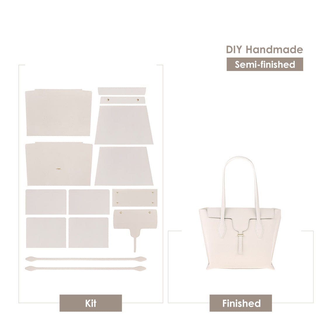 POPSEWING® Leather Women White Tote Bag DIY Kit