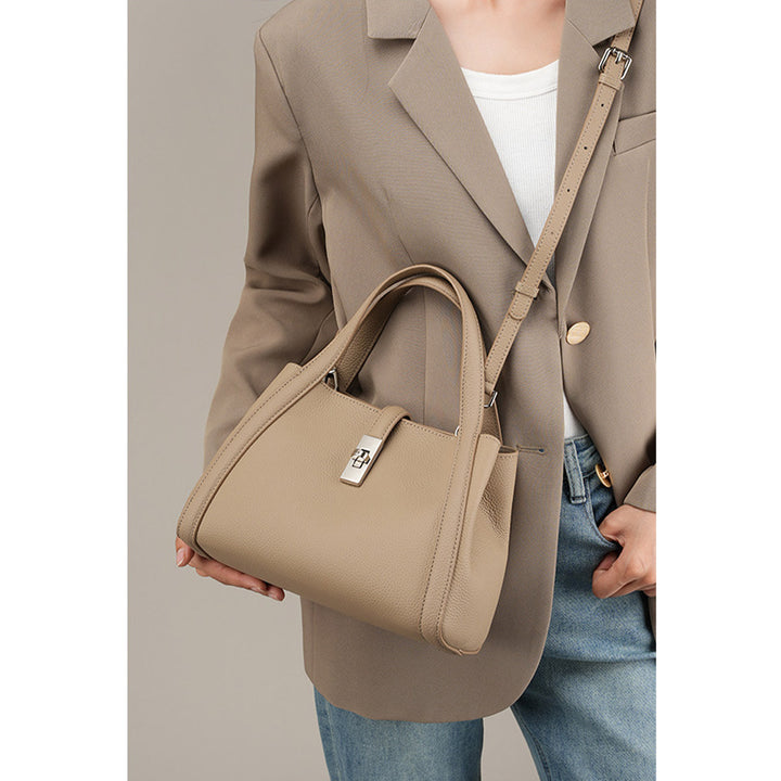 Top Grain Leather Small Bucket Handbag