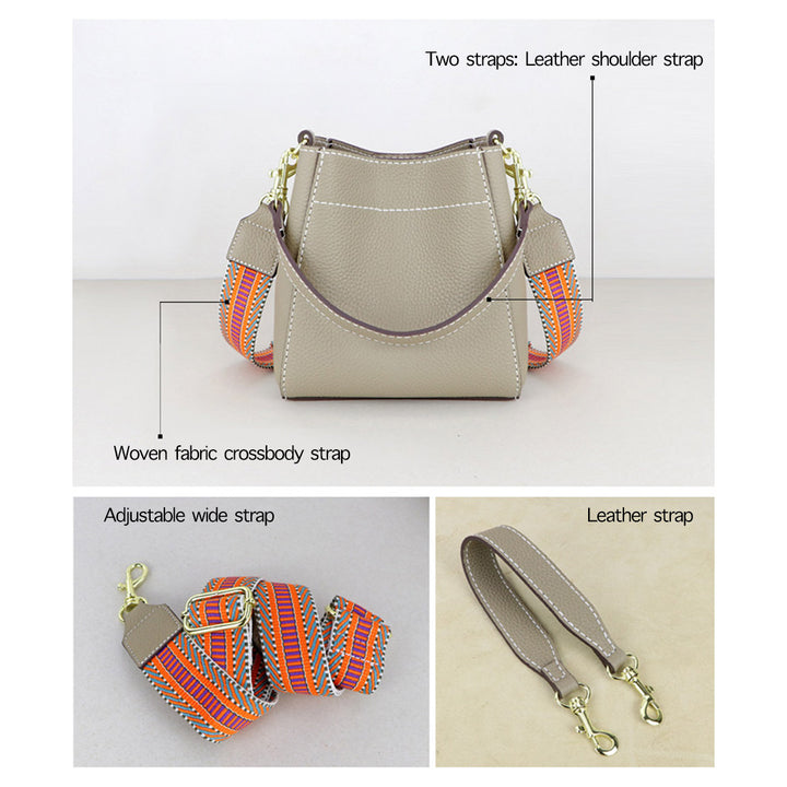 Versatile handmade leather bag with two detachable straps