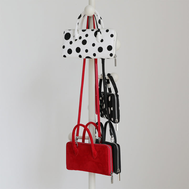 Fur Leather Polka Dot Small Clutch Handbag