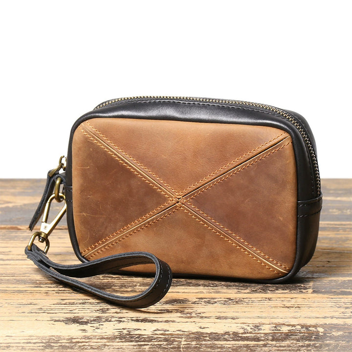 Top Grain Leather Men Wrist Bag