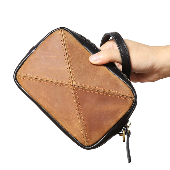 Top Grain Leather Men Wrist Bag
