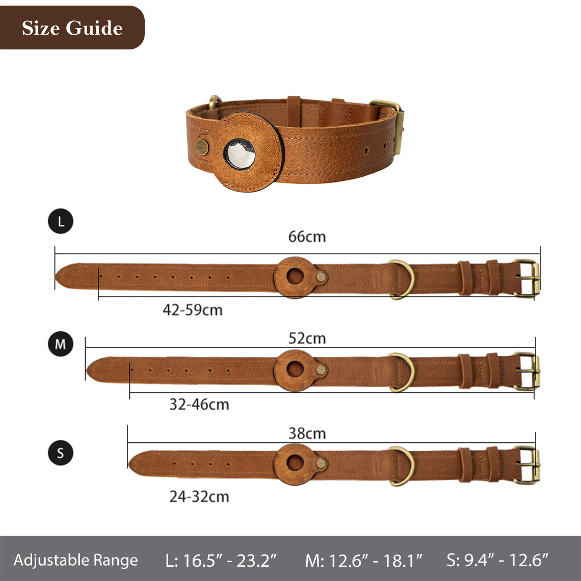 Real Leather Airtag Dog Collar Size for Small and Medium Dog - POPSEWING™