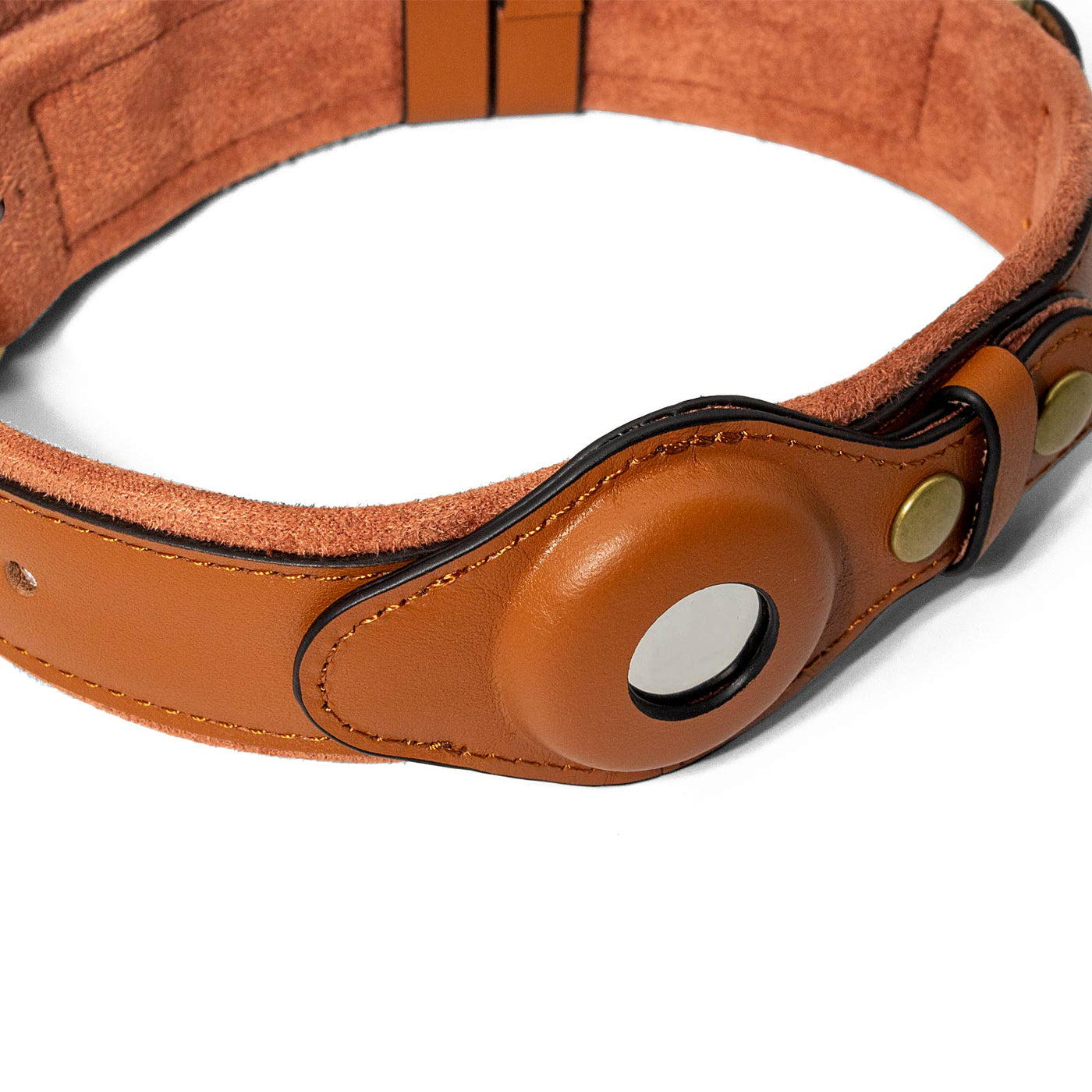 Genuine Leather Dog Collar with Airtag Case | Support Personalized Design