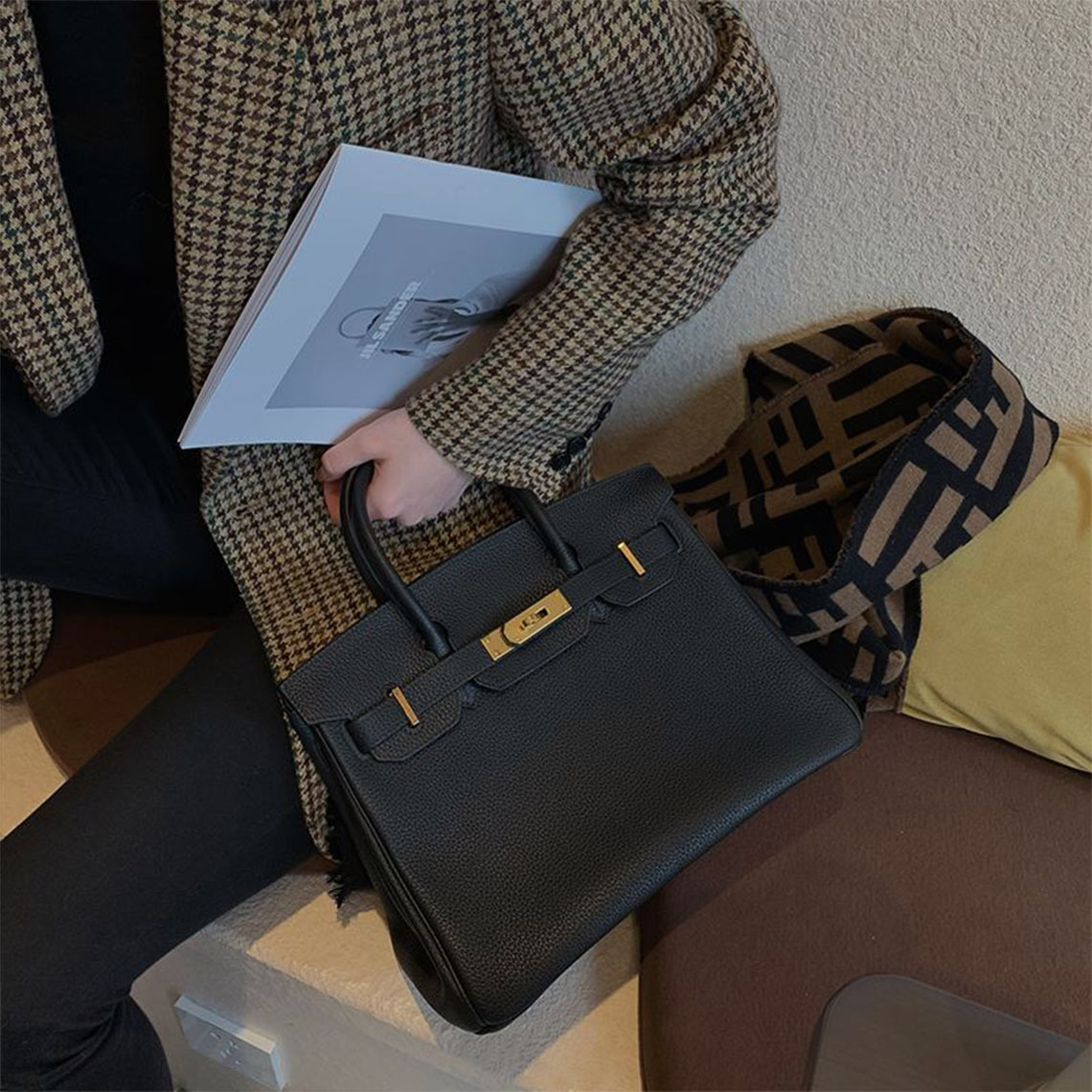 Black Inspired Birkin Handbag | Iconic Leather Handbag for Women - POPSEWING™