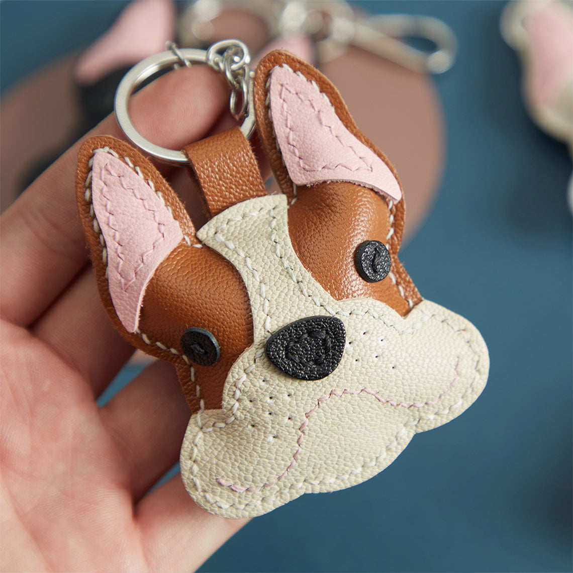 Cute Dog Keychains | Leather French Bulldog Keychain Handmade - POPSEWING™