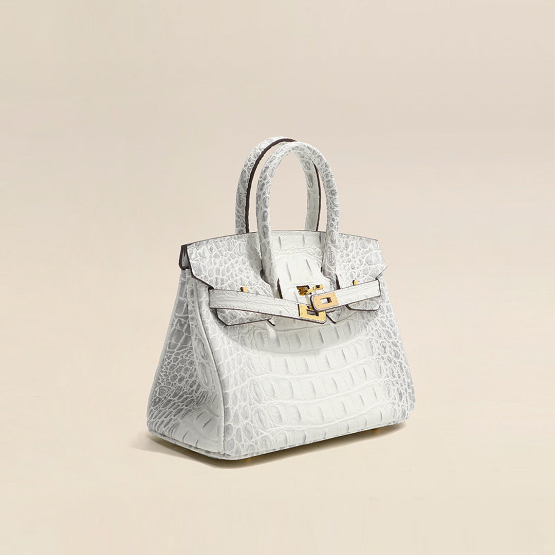 White Leather Handbag | Crocodile Print Leather Bag for Women - POPSEWING™