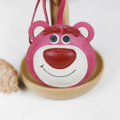 Easy DIY Leather Projects for Kids | Anime Pink Teddy Bear Lotso Bear Keychain Handmade - POPSEWING™