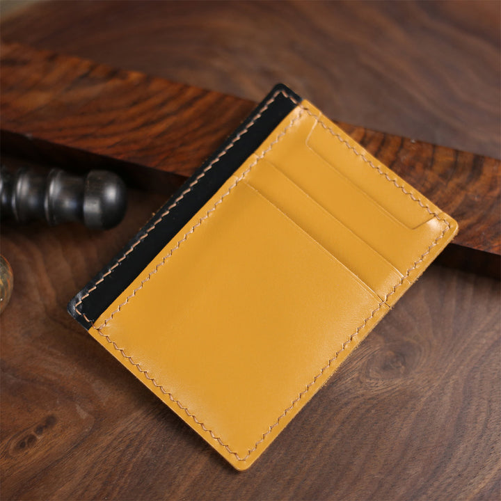 Black & Brown Handmade Leather Card Holder for Men - POPSEWING™